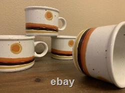8 Piece DAY Stonehenge Midwinter 1970's Hand Painted Dinnerware Mugs & Plates