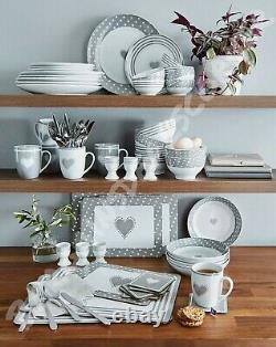 80 Piece White Grey Dinner Set Plates Bowls and Cups Porcelain Dinnerware Set