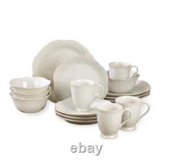 851745 French Perle White 16-Piece Dinnerware Set