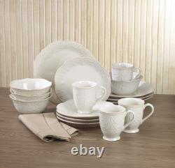 851745 French Perle White 16-Piece Dinnerware Set