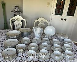 ART DECO -Rosenthal QUINCE GERMANY -86 Pieces Dinnerware Set Silver Trim