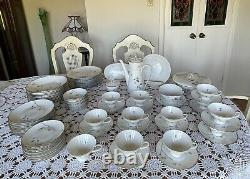 ART DECO -Rosenthal QUINCE GERMANY -86 Pieces Dinnerware Set Silver Trim