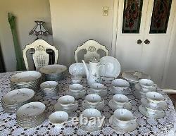 ART DECO -Rosenthal QUINCE GERMANY -86 Pieces Dinnerware Set Silver Trim