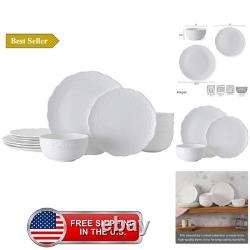 Abigail Bone China Lightweight Chip Resistant 12 Piece Dinnerware Set, Servic
