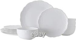 Abigail Bone China Lightweight Chip Resistant 12 Piece Dinnerware Set, Servic