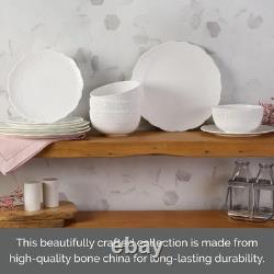 Abigail Bone China Lightweight Chip Resistant 12 Piece Dinnerware Set, Servic