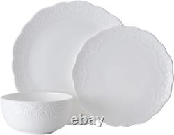 Abigail Bone China Lightweight Chip Resistant 12 Piece Dinnerware Set, Service f