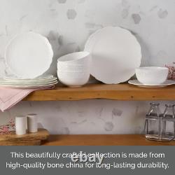 Abigail Bone China Lightweight Chip Resistant 12 Piece Dinnerware Set, Service f