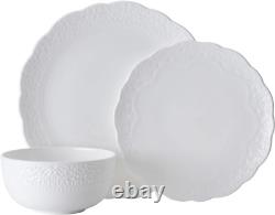 Abigail Chip Resistant 12 Piece Dinnerware Set, Service for 4, White
