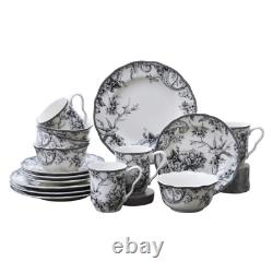 Adelaide 16-Piece Black Porcelain Dinnerware Set