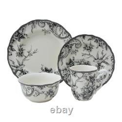 Adelaide 16-Piece Black Porcelain Dinnerware Set