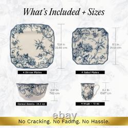 Adelaide 16-Piece Floral Dinnerware Set Microwave & Dishwasher Safe