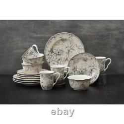 Adelaide 16-Piece Traditional Antique White Porcelain Dinnerware Set Service fo