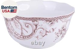 Adelaide Brown on White 12-Piece Dinnerware Set Service for 4, Plate & Bowl Se