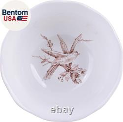 Adelaide Brown on White 12-Piece Dinnerware Set Service for 4, Plate & Bowl Se