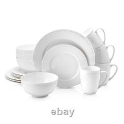 Alexandria 16-Piece Dinnerware Set Bone China, White