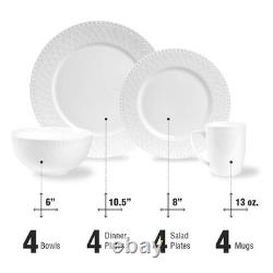 Alexandria 16-Piece Dinnerware Set Bone China, White