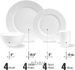 Alexandria 16-Piece Dinnerware Set Bone China, White