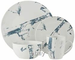 American Atelier Round Dinnerware Sets White & Blue Kitchen Plates Bowls an