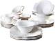 American Atelier Round Dinnerware Sets White Kitchen Plates, Bowls, and Mugs