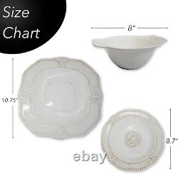 American Atelier Round Dinnerware Sets White Kitchen Plates, Bowls, and Mugs