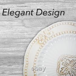 American Atelier Round Dinnerware Sets White Kitchen Plates, Bowls, and Mugs