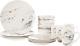 American Atelier round Dinnerware Sets White & Gray Kitchen Plates, Bowls, and