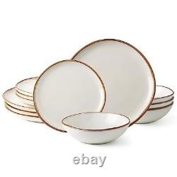 AmorArc Ceramic Dinnerware Sets, Handmade Reactive Glaze Plates and Bowls Set