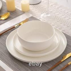 AmorArc Ceramic Dinnerware Sets Wavy Rim Stoneware Plates and Bowls Sets High