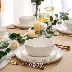 AmorArc Ceramic Dinnerware Sets Wavy Rim Stoneware Plates and Bowls Sets High