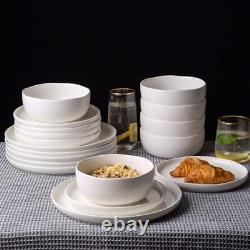 AmorArc Ceramic Dinnerware Sets Wavy Rim Stoneware Plates and Bowls Sets High