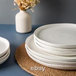 AmorArc Ceramic Dinnerware Sets Wavy Rim Stoneware Plates and Bowls Sets High