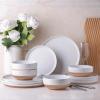 AmorArc Ceramic Dinnerware Sets for 4, 12 Pieces Handpainted Plates and Bowls Se