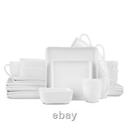 Amy Porcelain Dinnerware Set, 24-Piece Service for 6, White
