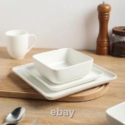 Amy Porcelain Dinnerware Set, 24-Piece Service for 6, White