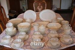 Anchor Hocking 1950's White Suburbia Swirl & Gold Trim Pattern 82 Piece Grouping