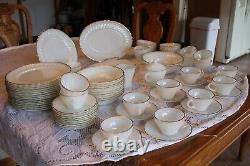 Anchor Hocking 1950's White Suburbia Swirl & Gold Trim Pattern 82 Piece Grouping