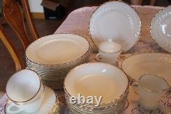 Anchor Hocking 1950's White Suburbia Swirl & Gold Trim Pattern 82 Piece Grouping