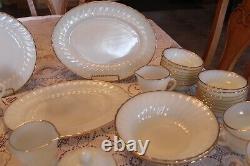 Anchor Hocking 1950's White Suburbia Swirl & Gold Trim Pattern 82 Piece Grouping