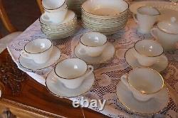 Anchor Hocking 1950's White Suburbia Swirl & Gold Trim Pattern 82 Piece Grouping