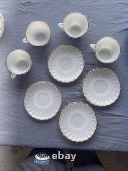 Anchor Hocking FireKing Dinnerware Made In USA White Milk Glass Dinner Set