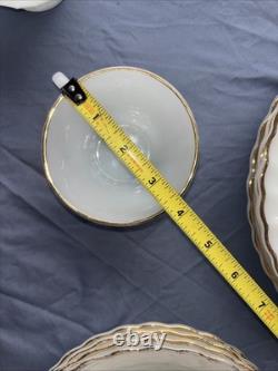 Anchor Hocking FireKing Dinnerware Made In USA White Milk Glass Dinner Set