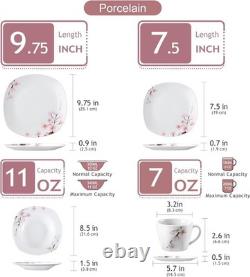 Annie Porcelain Dinner Set with Plates & Bowls, 30-Piece