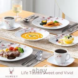 Annie Porcelain Dinner Set with Plates & Bowls, 30-Piece