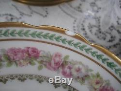 Antique 1900's GDA LIMOGES France 111 Piece Dinnerware Set Floral Gold Trim
