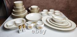 Antique 56pc. Haviland Limoges Schleiger White & Gold Dinner Set