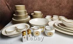 Antique 56pc. Haviland Limoges Schleiger White & Gold Dinner Set