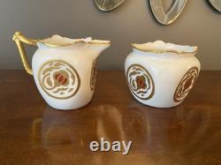 Antique 56pc. Haviland Limoges Schleiger White & Gold Dinner Set
