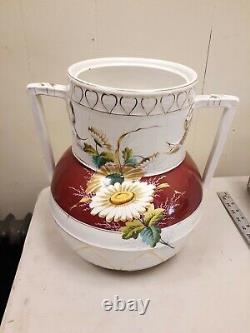 Antique Burgess & Campbell Urn Vase 2 Handle Rare Estate Floral Large