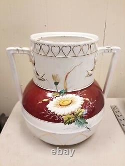 Antique Burgess & Campbell Urn Vase 2 Handle Rare Estate Floral Large